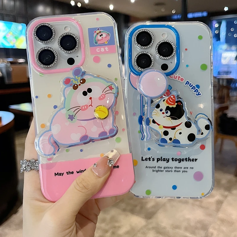 适用苹果系列iPhone16新款手机壳可爱铃铛猫咪半包防摔大孔保护套