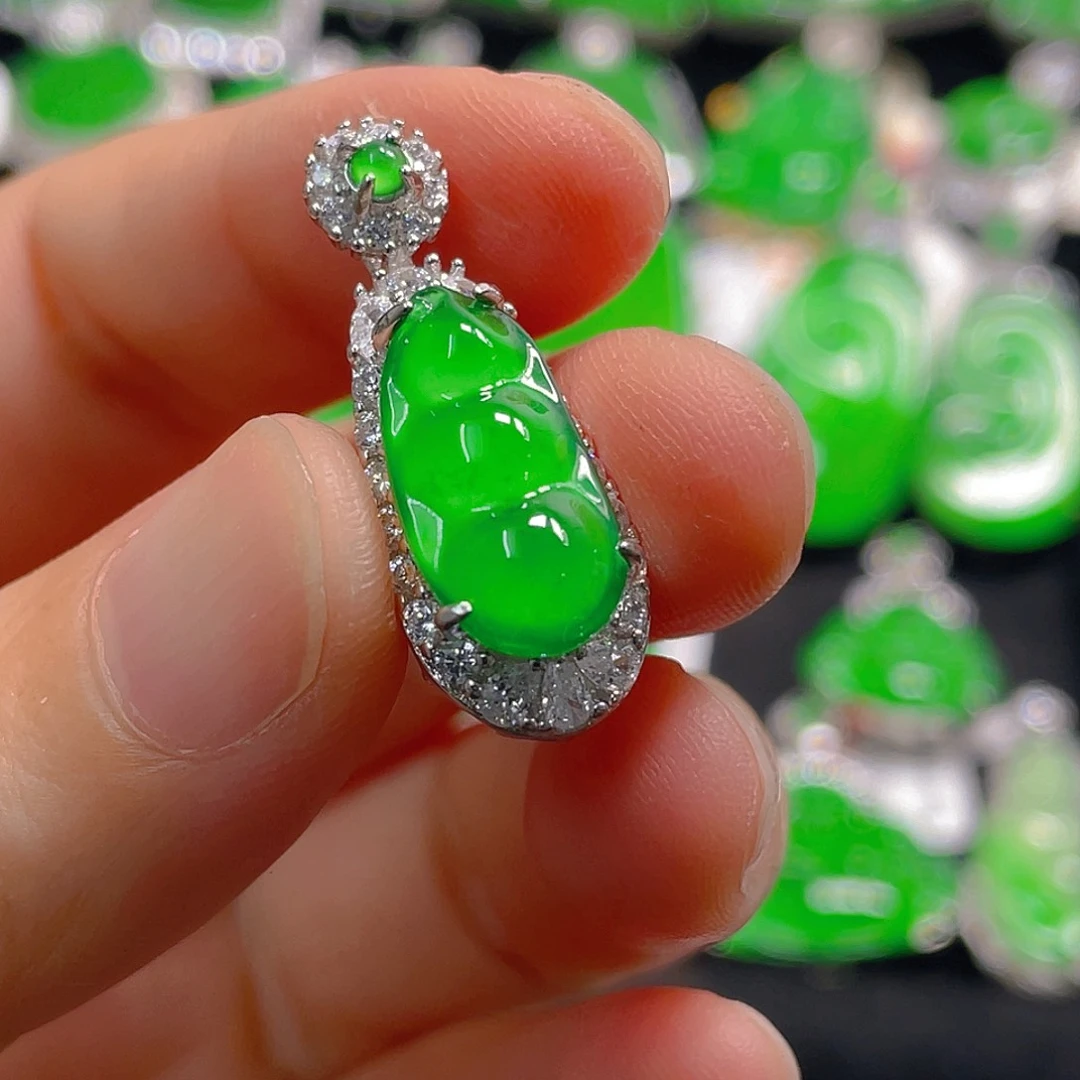 翡翠银S925镶嵌吊坠(不含链)