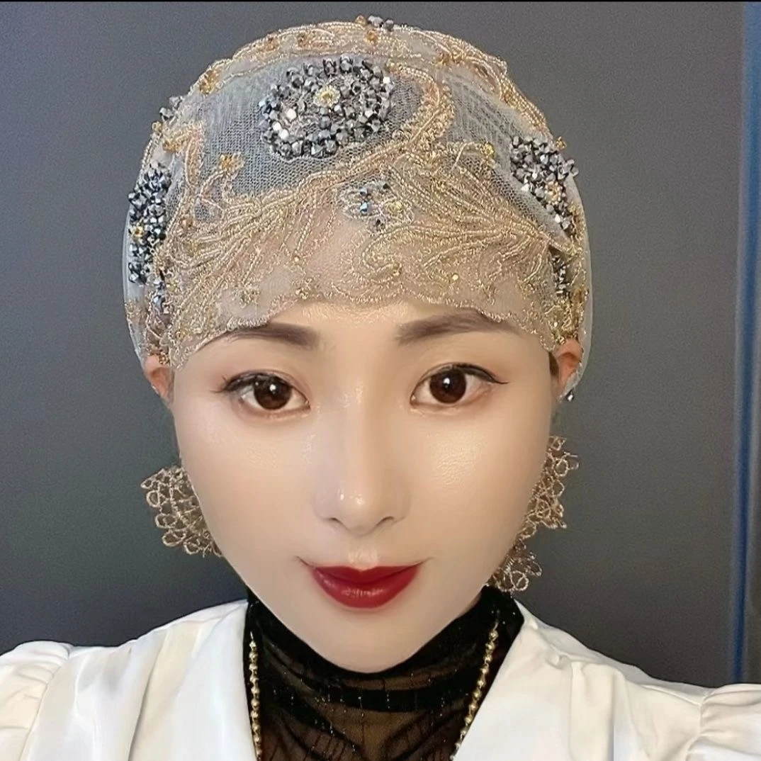 纯手工流苏帽子头巾包头帽鱼尾帽盖头时尚纱巾新款高档妈妈帽