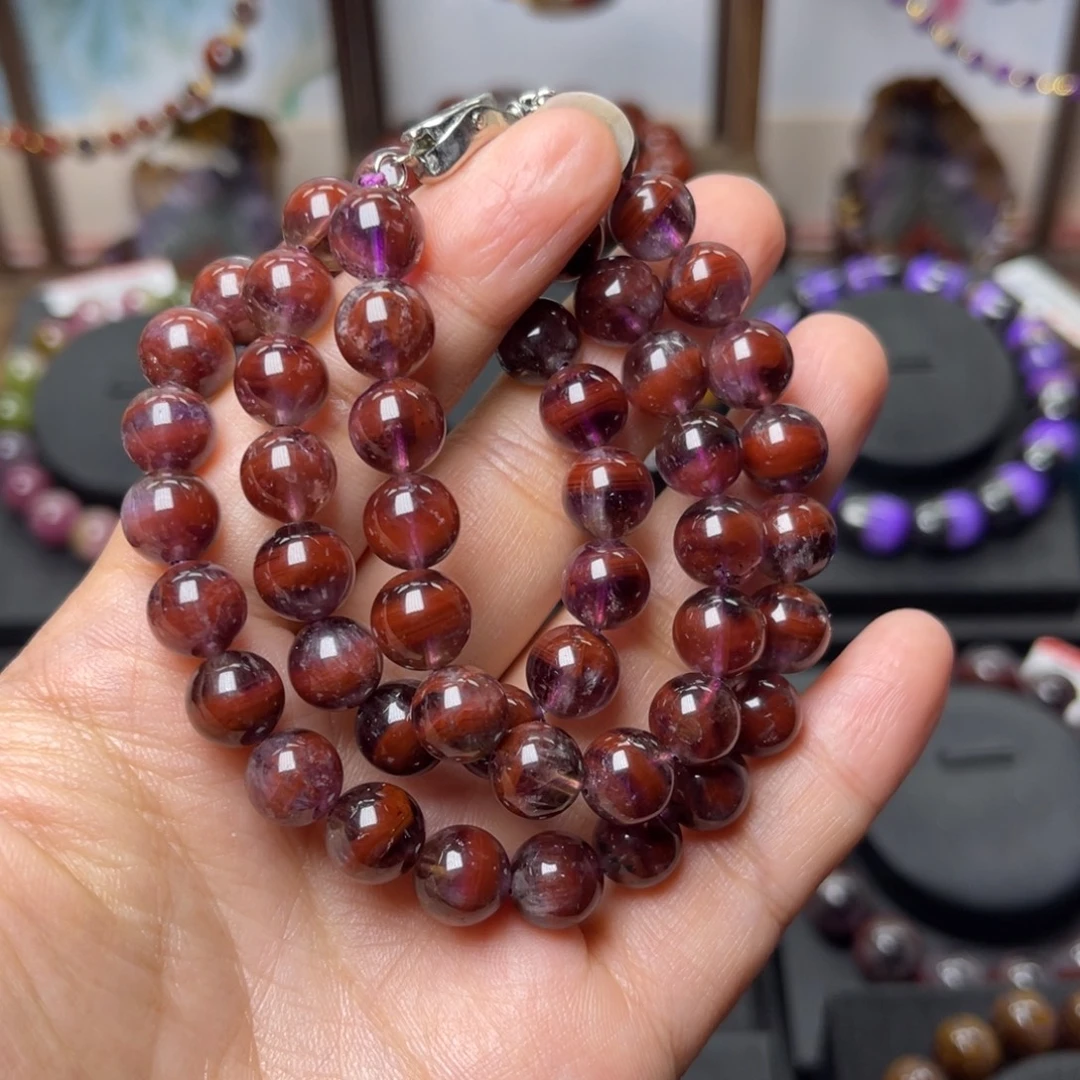 水晶未镶嵌手链极光牛血红项链