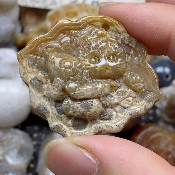 颈饰未镶嵌硅化珊瑚（珊瑚玉）有瑕 小