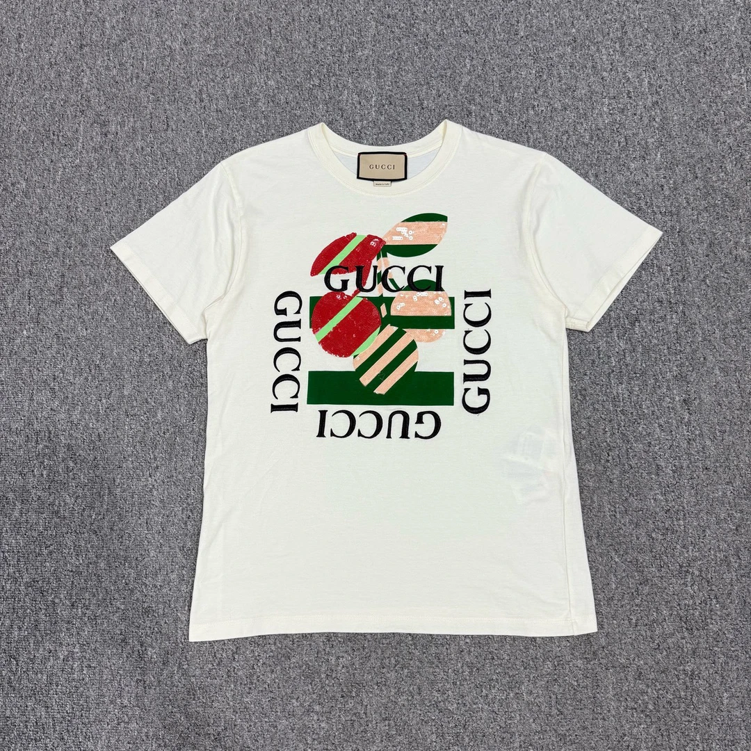 99新 GUCCI/古驰 16773911 nz 白色logo字母亮片短袖 XXS码99新