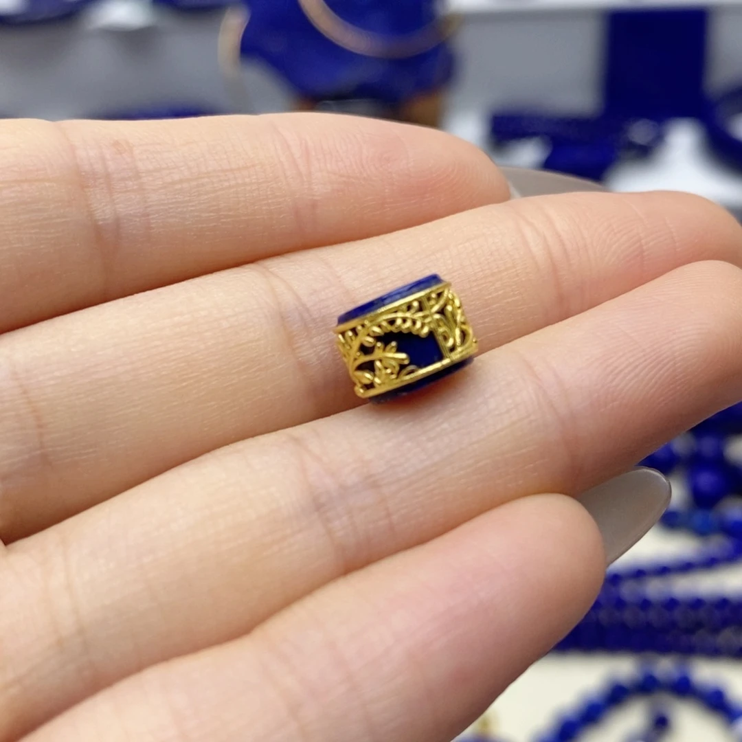 青金石银S925镀金镶嵌颈饰