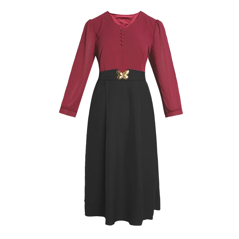 21526品牌大码女装春季新款洋气时尚显瘦遮肉百搭气质连衣裙