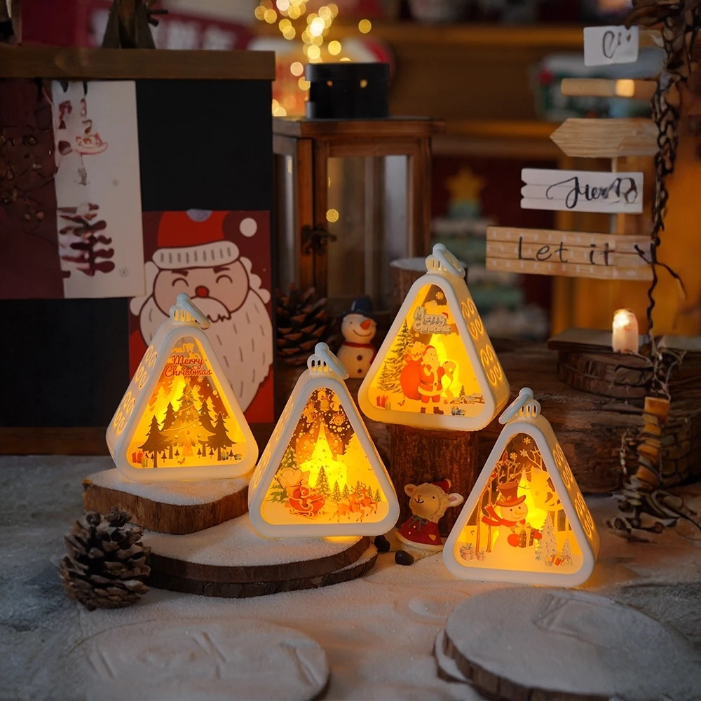 圣诞小夜灯复古圣诞树麋鹿雪人围灯场景布置装饰品摆件礼物送女友