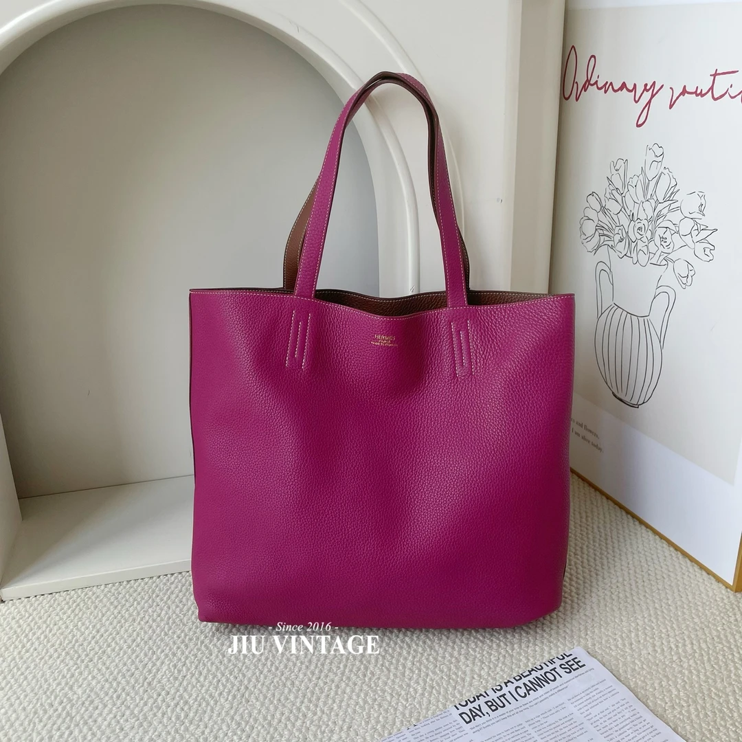 99新 Hermes/爱马仕 Double Sens拼色双面tote35框O金BJM12-2181