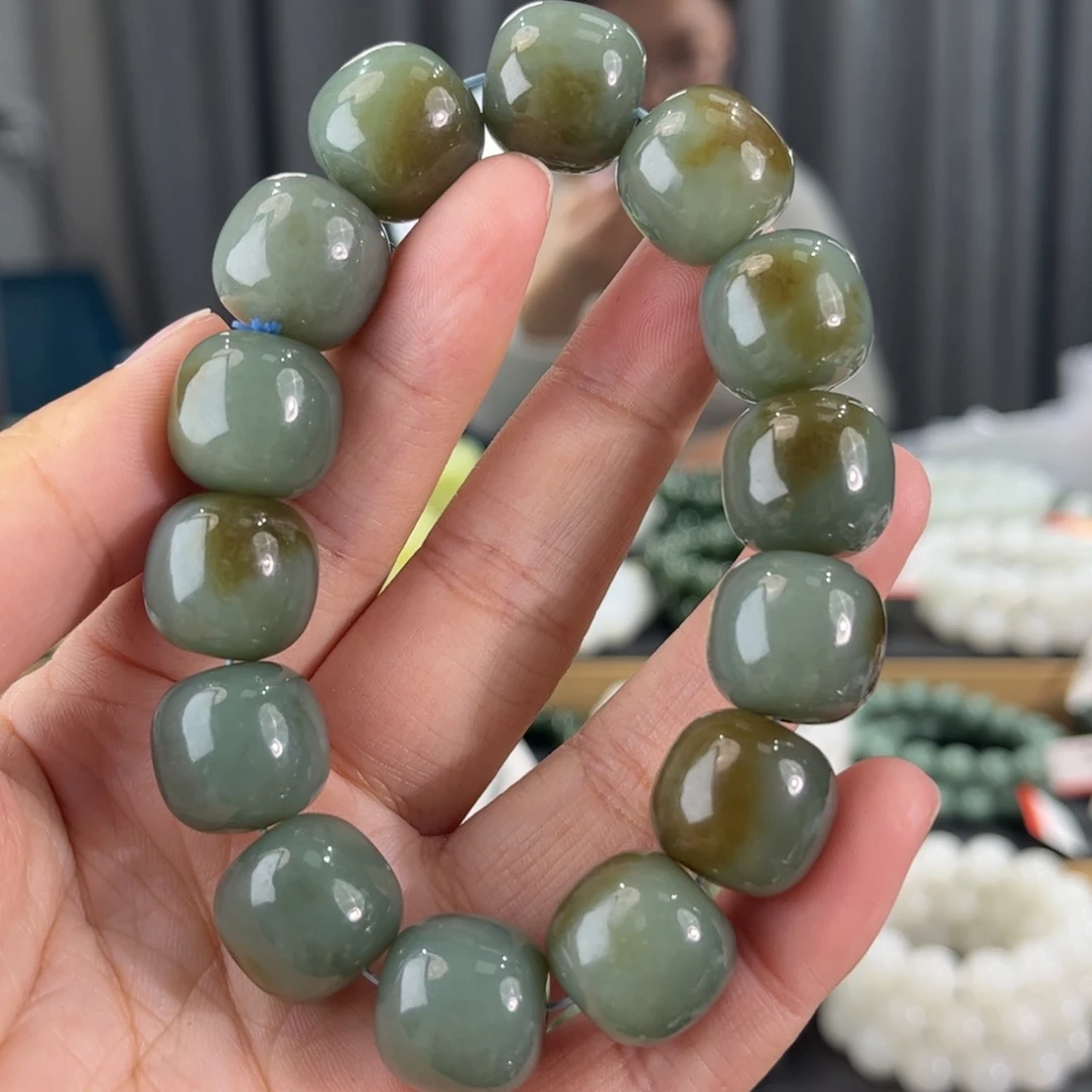 手串未镶嵌和田玉新疆且末蓝带糖卡16老型珠