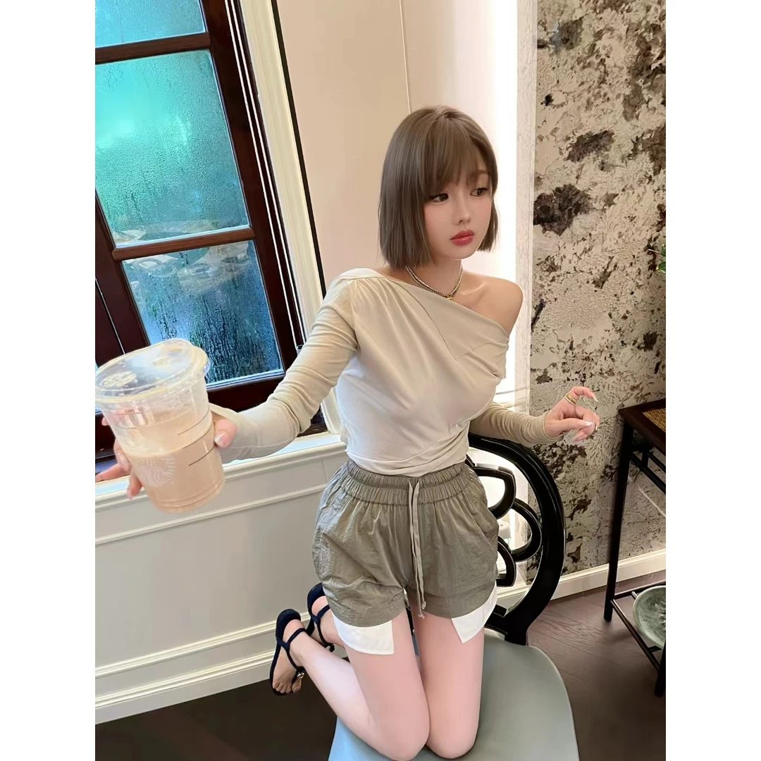 燕麦奶茶 LB240135 上衣LK240313 短裤套装