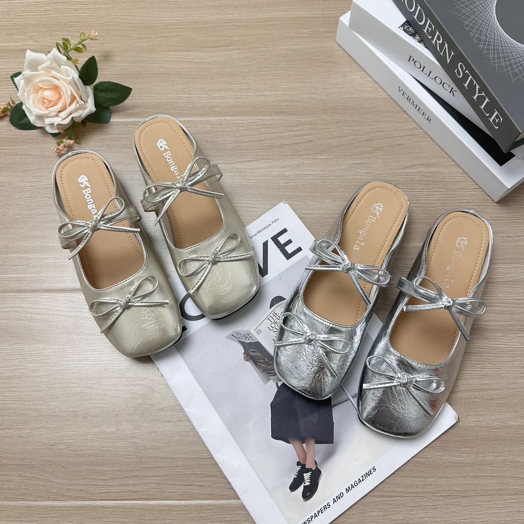 【M2】半拖鞋女内百搭凉拖鞋女外穿2025夏季包头蝴蝶结半拖鞋女