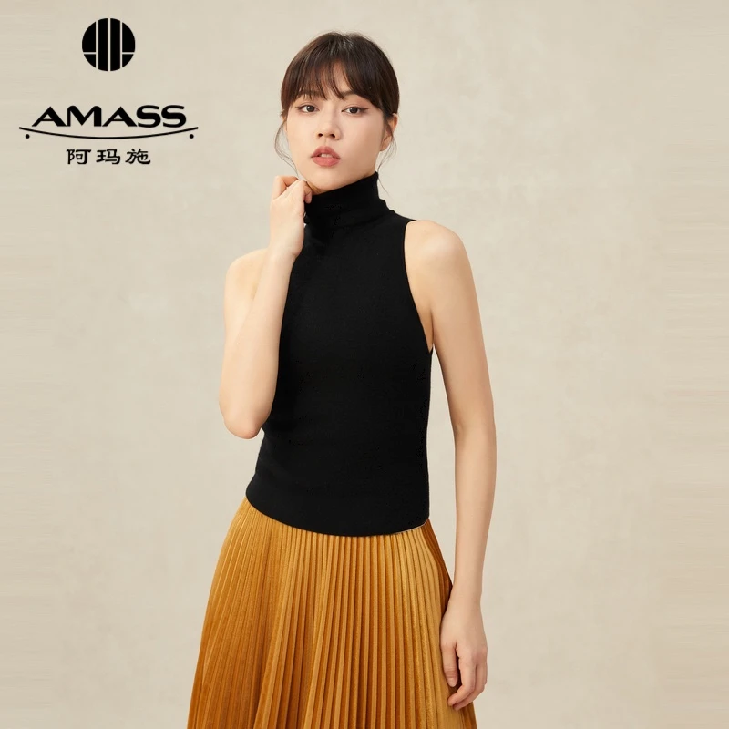 AMASS/阿玛施纯色针织背心内搭打底上衣老钱风女5392356