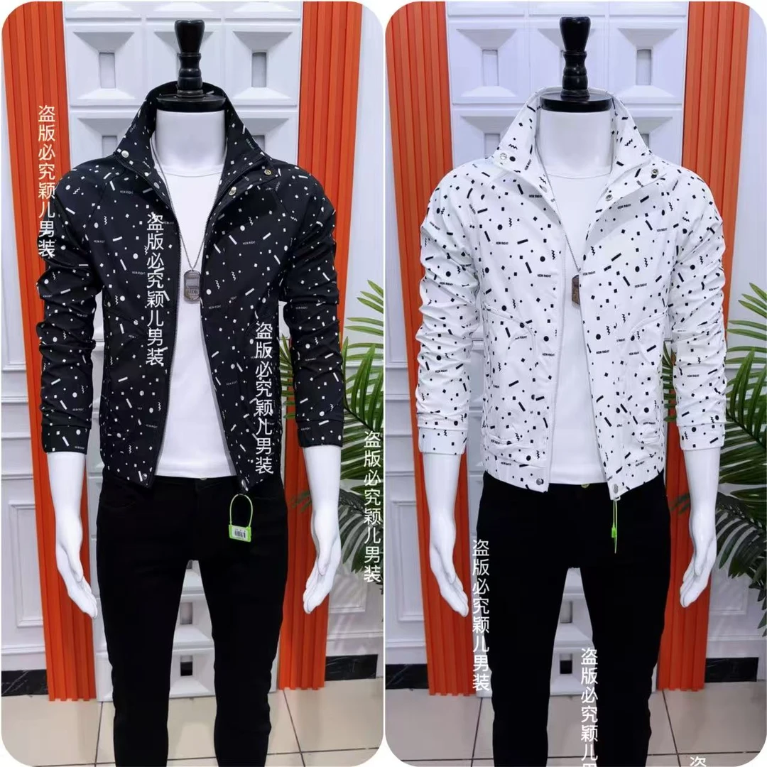 潮流休闲男士韩版修身百搭时尚帅气立领男装秋季夹克外套个性网红