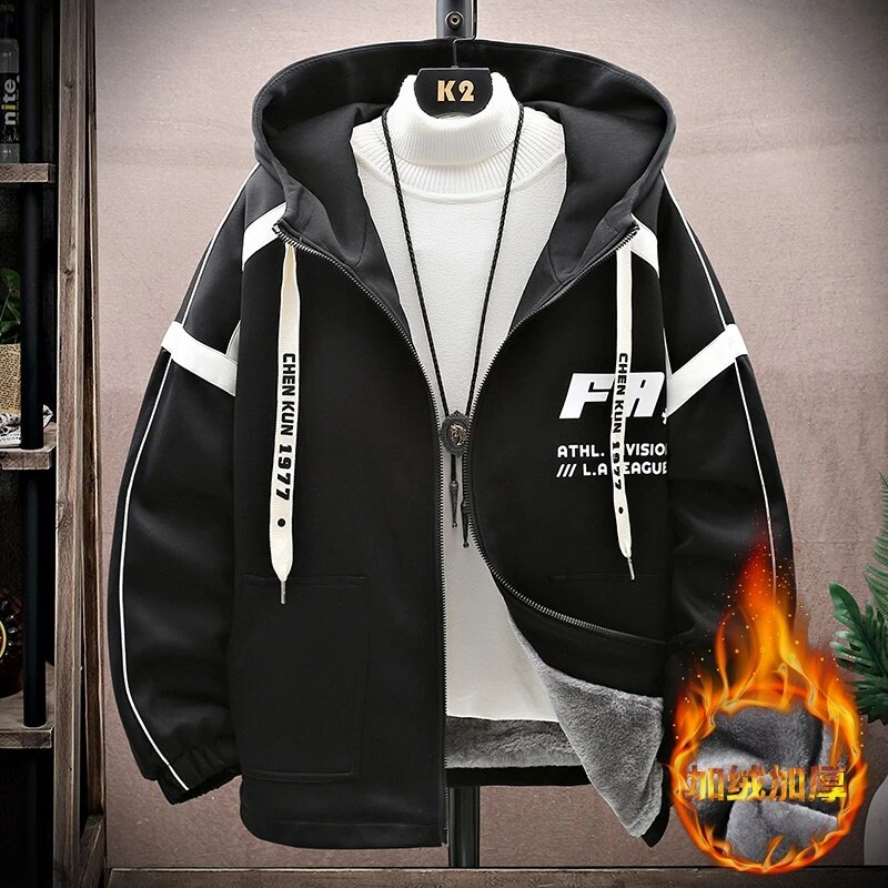 秋冬季新款青少年加厚防寒保暖帅气冬装加绒运动韩版休闲棉衣外套