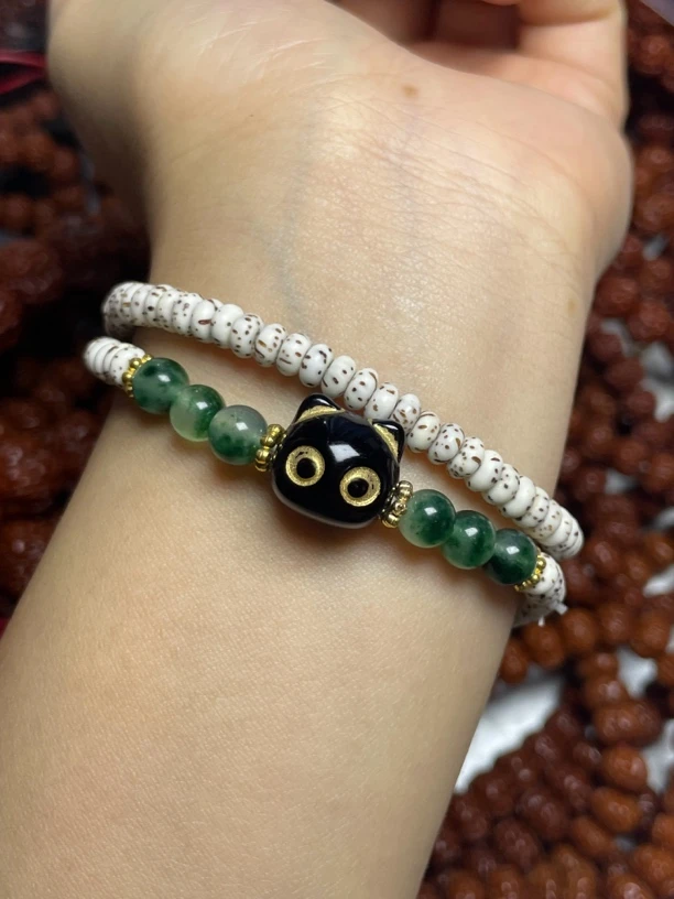 4mm星月双圈手串【黑猫精灵】女生盘玩学生可爱手持夏季新品创意