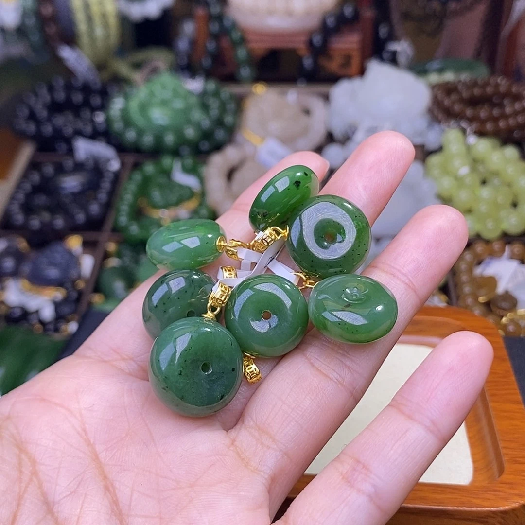 和田玉未镶嵌颈饰多样性发一  925.银碧玉平安扣