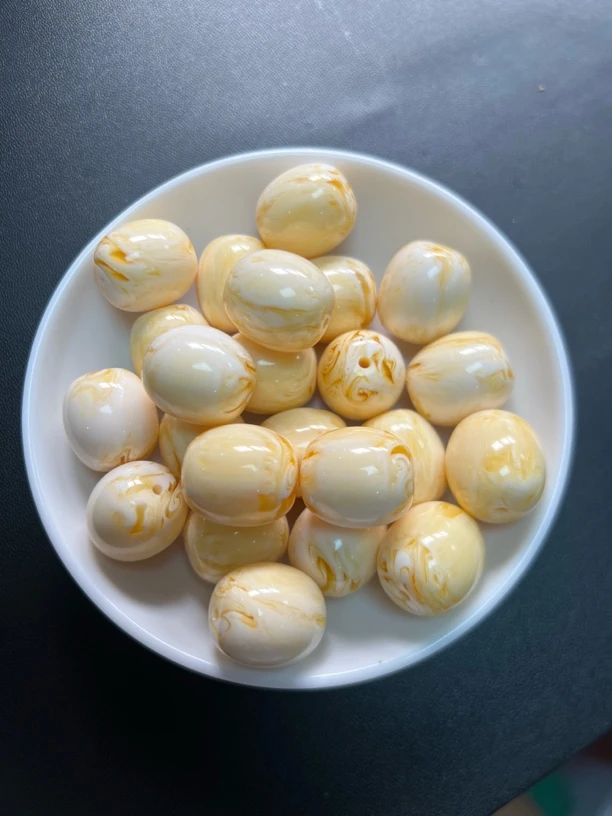 蜜蜡散珠 骨瓷白枣珠A694 卡18x16mm 3个（赠弹力绳）