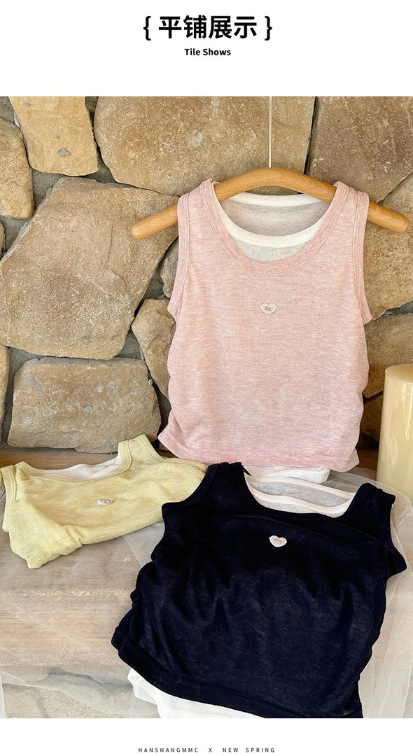 拉萨发货 修身弹性女童夏季超薄莱赛尔透气凉爽外穿时尚无袖背心