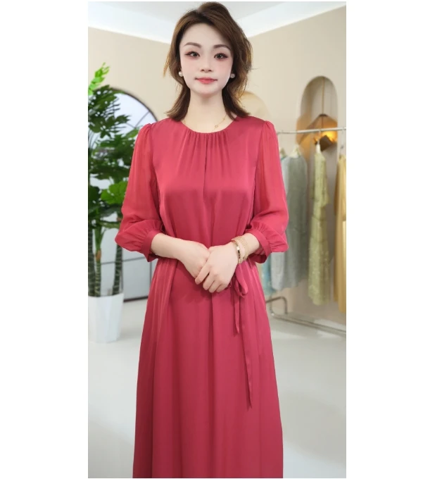 【娜姐】夏季新款轻奢优雅桑蚕丝连衣裙-61600