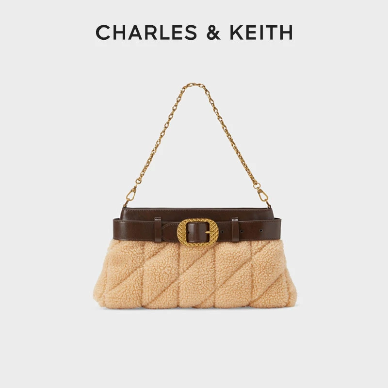 CHARLES & KEITH【会员专享】百搭小众金属扣单肩腋下包40671571-1