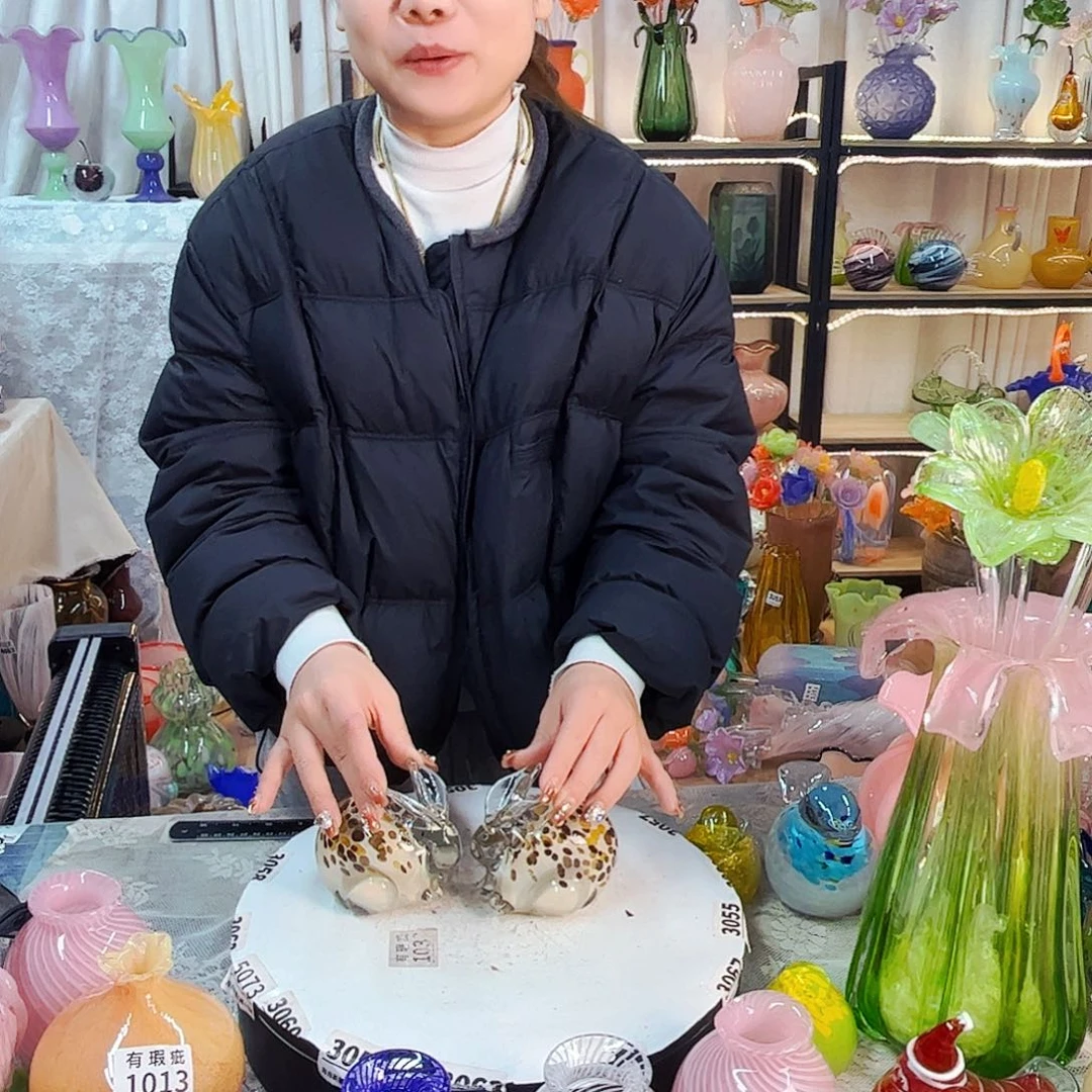 琉璃花瓶摆件家悦一对