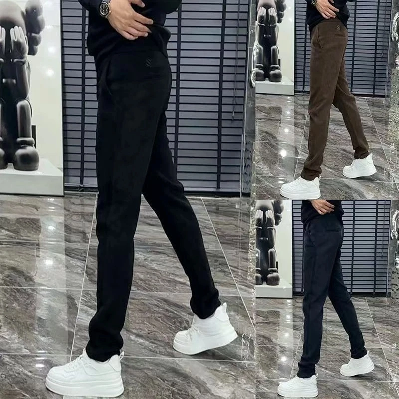 新款冬季男士简约时尚潮流条绒加厚休闲裤保暖9926【内里加绒】