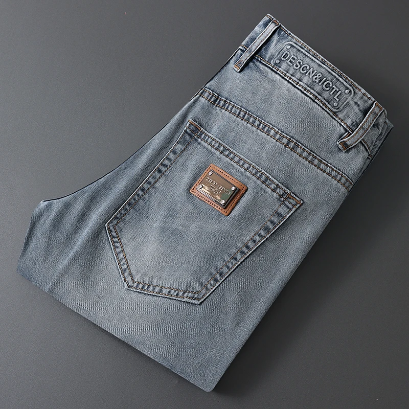 轻奢夏季薄款柔软弹力冰丝牛仔裤男修身小直筒休闲裤