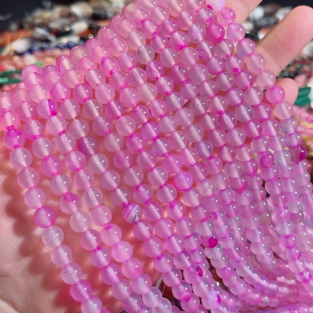 玛瑙/玉髓未镶嵌珠宝半成品荔枝冻玛瑙yl8mm两条