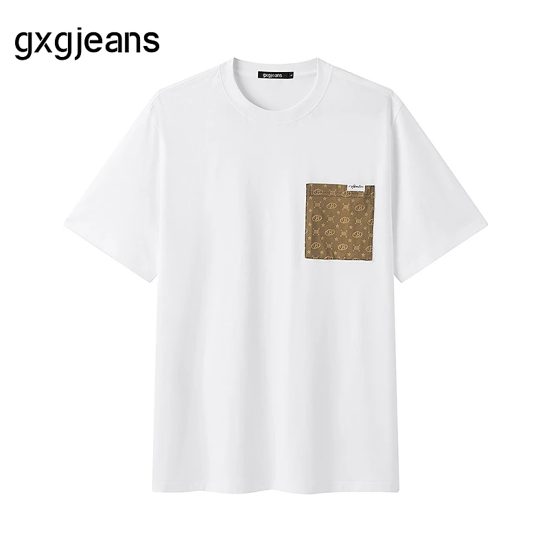 gxg.jeans男装  白色口袋圆领短袖T恤男 25年夏新品#J25D442039