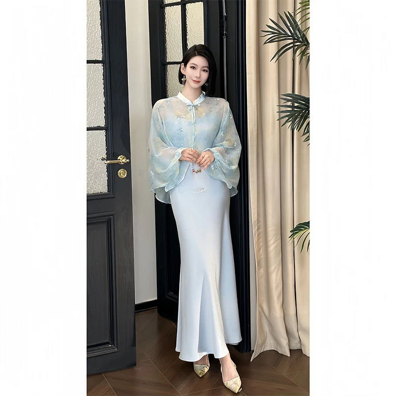 格娜夏季氛围感气质吊带连衣裙仙气出游裙子新款度假防晒衫两件套