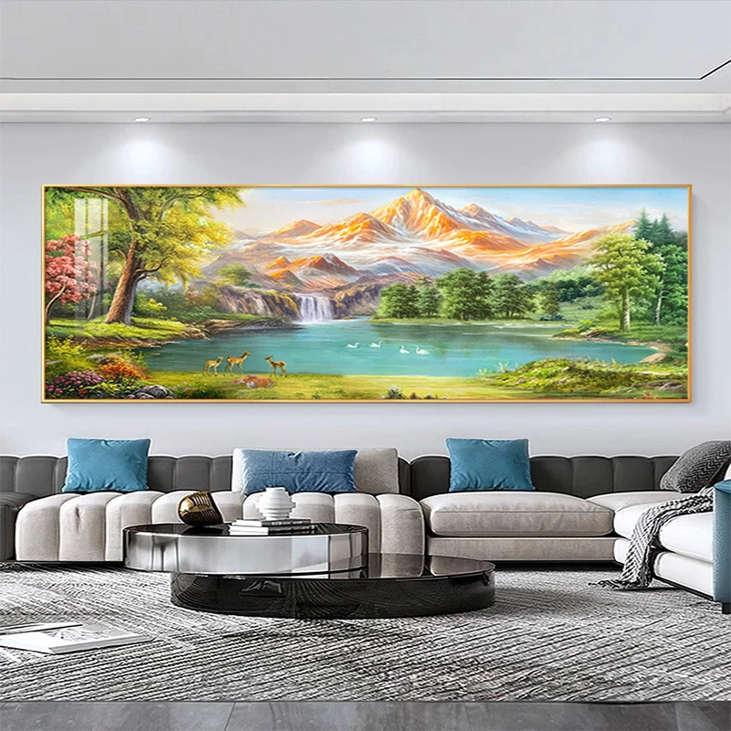 聚宝盆客厅装饰画山水挂画沙发背景墙挂画轻奢高级感壁画2025新款