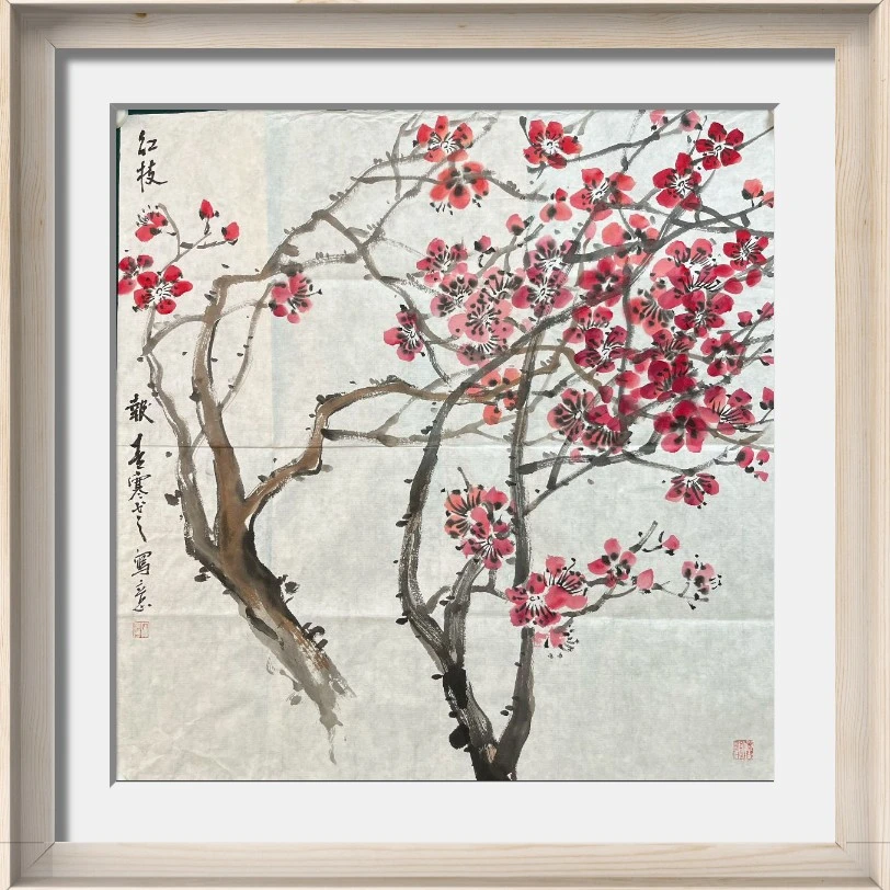 宋奕博，绘画《寒梅报春》，尺寸70x70cm，软片