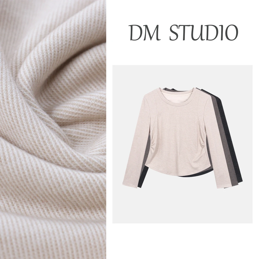 【温柔韩范】蛋妹大码女装胖mm冬季圆领修身不紧绷显瘦上衣DM33183