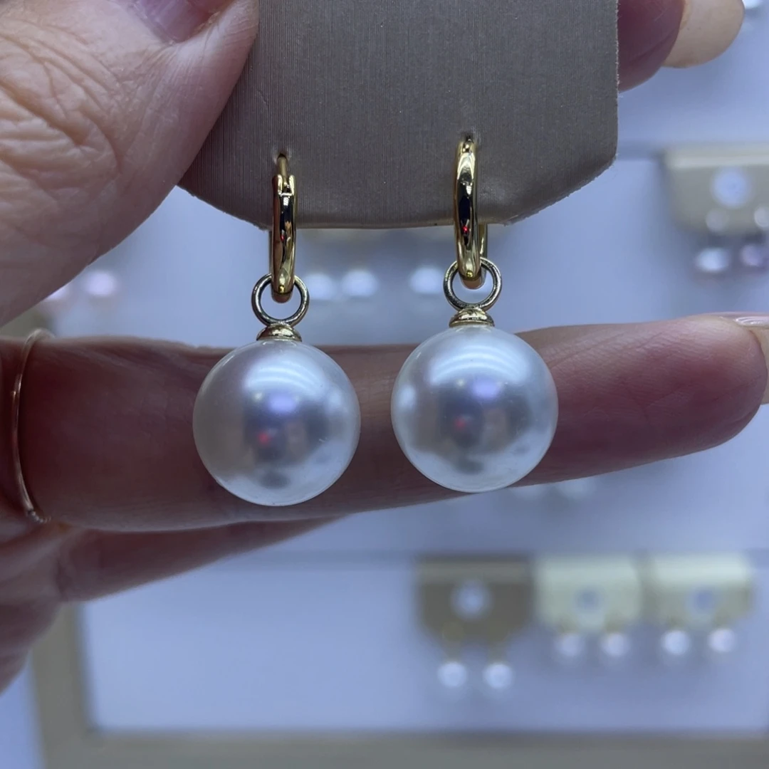 银S925镶嵌耳饰淡水珍珠