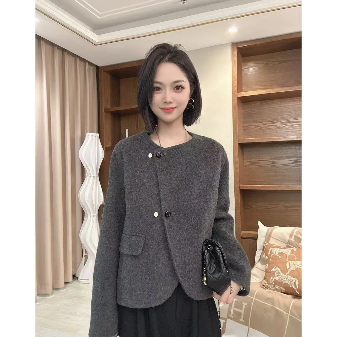 茜百万【流星】双面毛呢大衣女小香风时尚高级感显瘦外套上衣秋冬