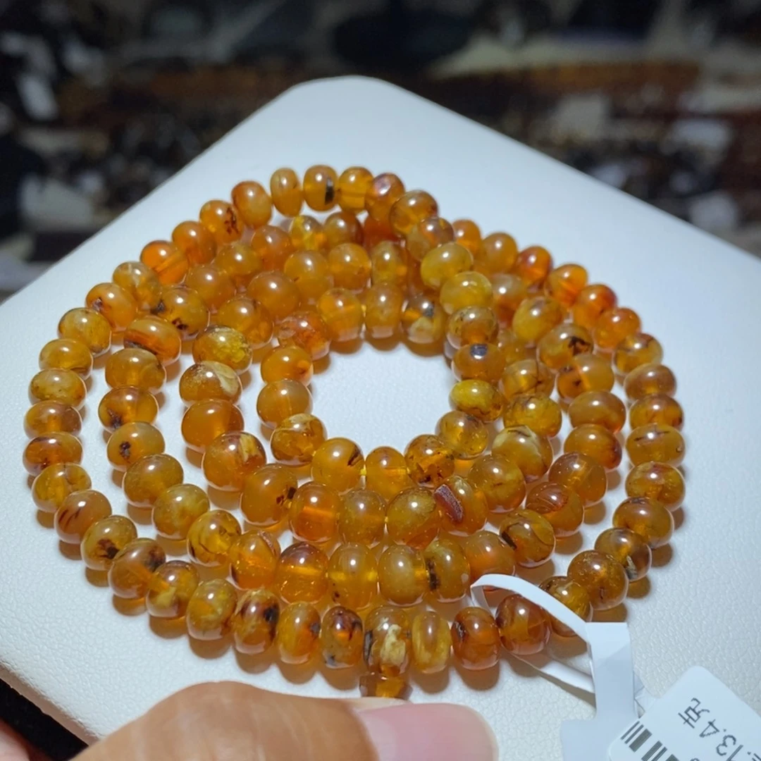 裸石琥珀未镶嵌    金丝蜜6mm