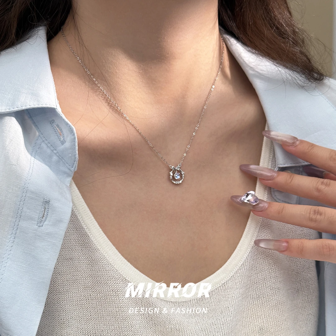 小麋人 坠链均足银 CX5848灵动蝴蝶结项链女锁骨链气质时尚个性