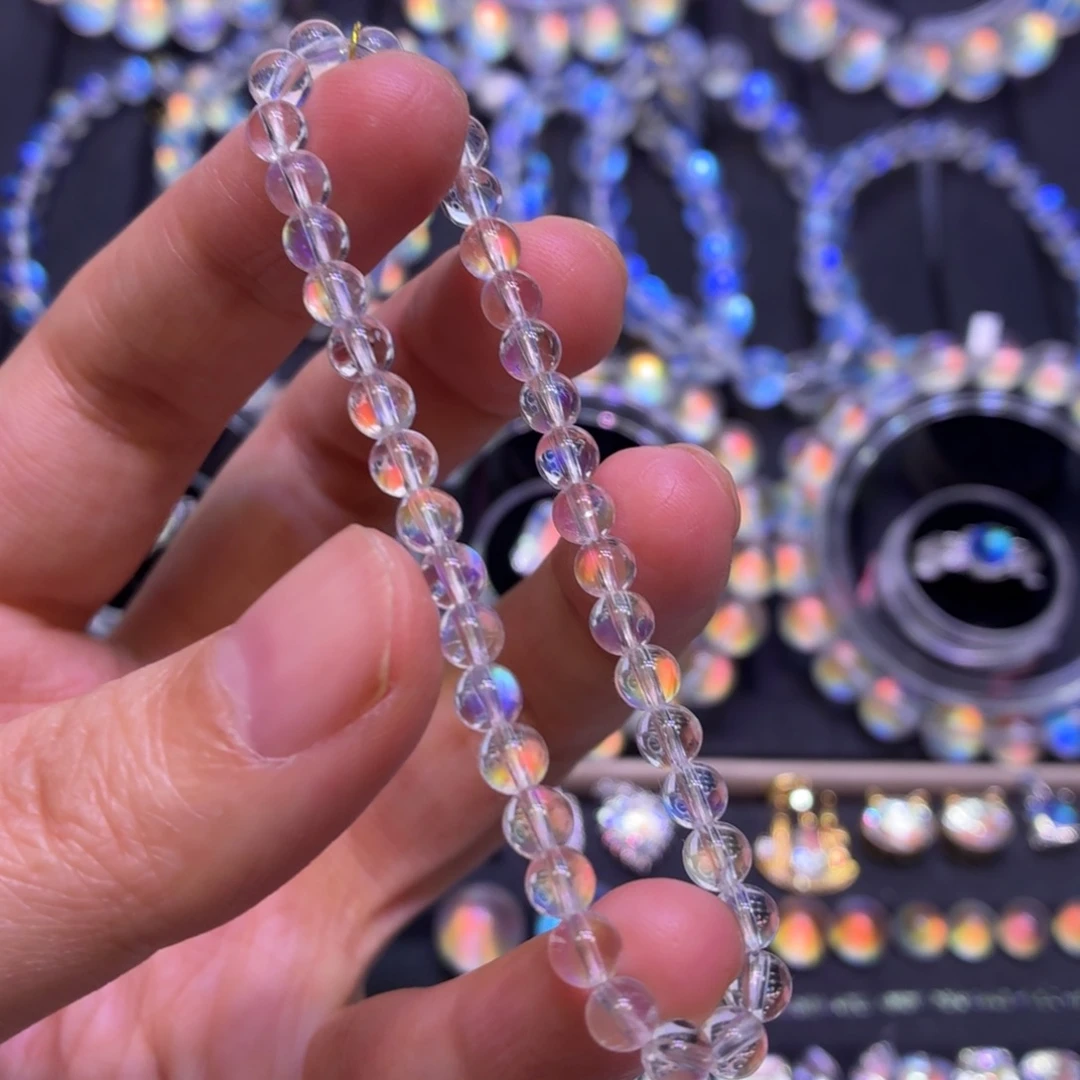 月光石未镶嵌手链16毕业级马岛彩月玻璃体4.7mm