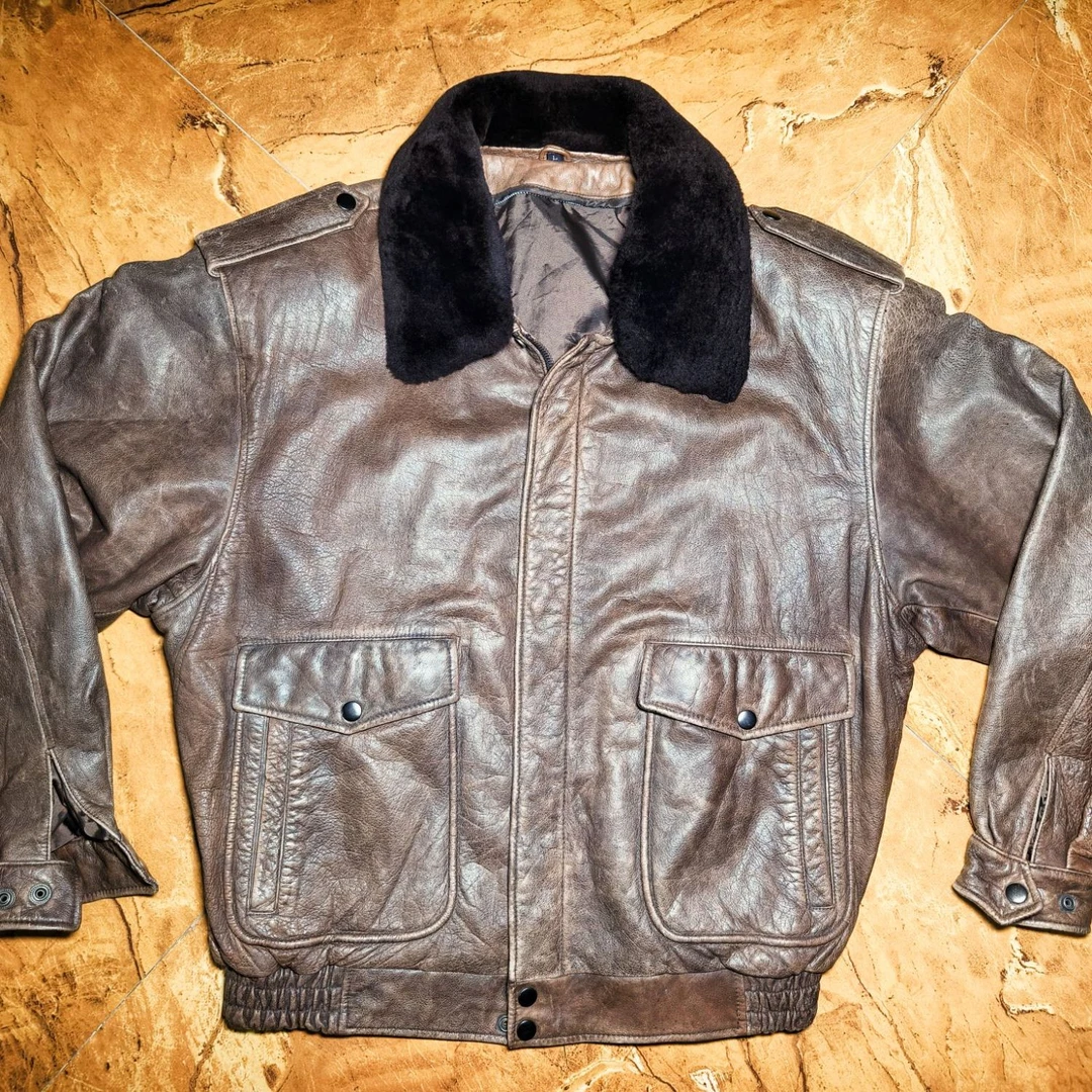 369-399萬禧复古vintage复古外套男款休闲真皮加绒保暖翻领短款