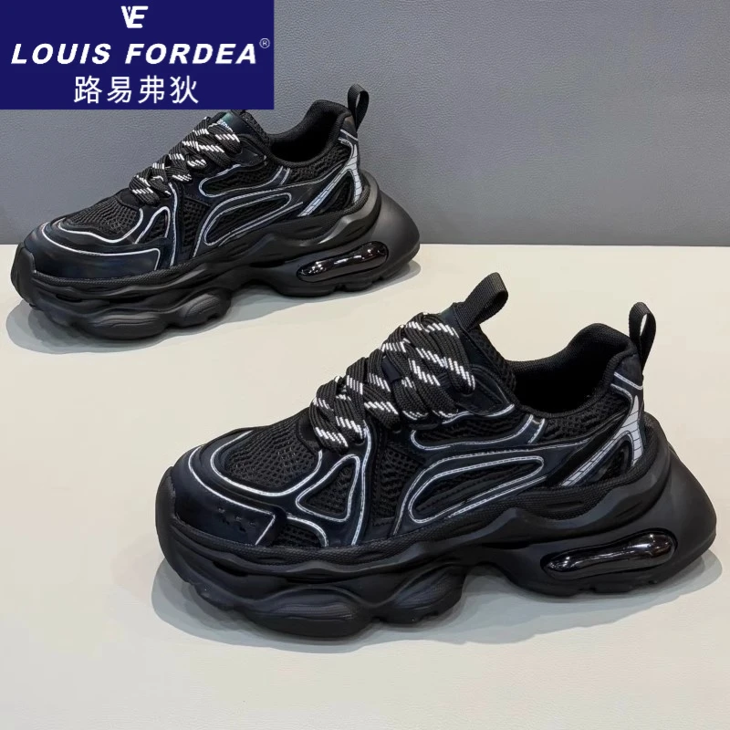 Louis Fordea/路易弗狄男士网鞋轻奢男鞋夏季透气运动休闲老爹鞋