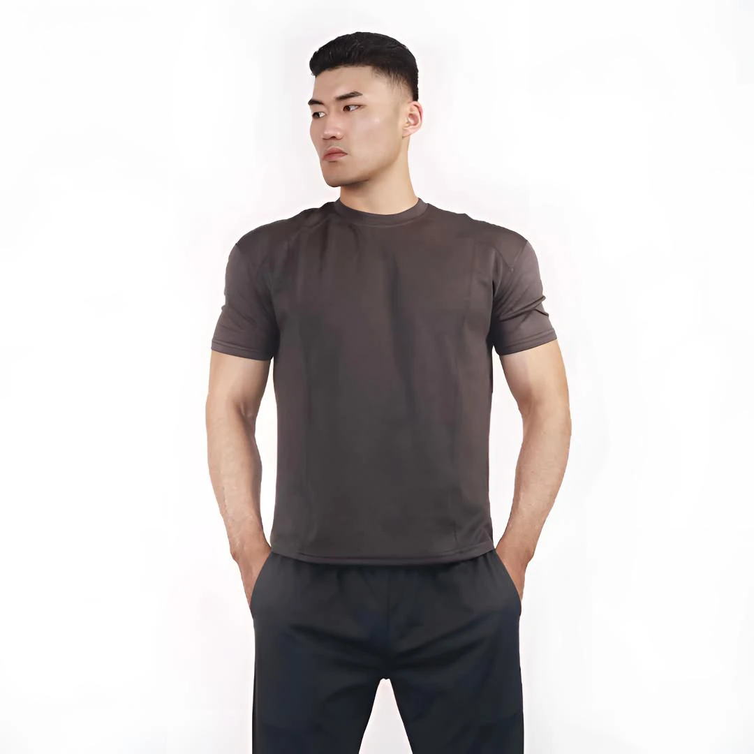 夏季新款太空棉解构拼接设计收袖口boxy健身休闲凉感圆领短袖t恤