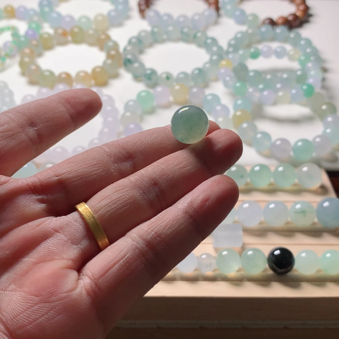 翡翠未镶嵌手链天然翡翠卡13.6单珠