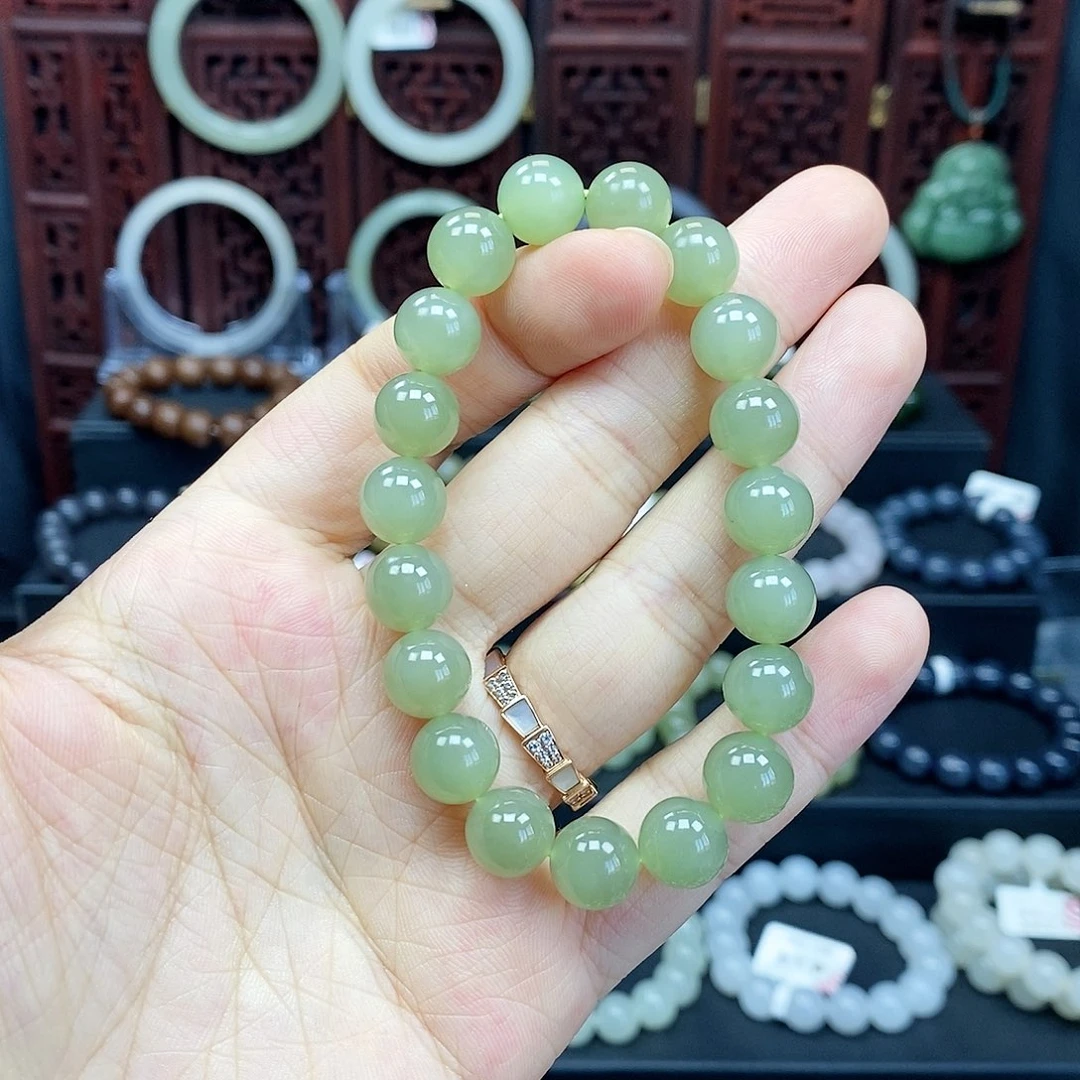 和田玉手串未镶嵌晴水10