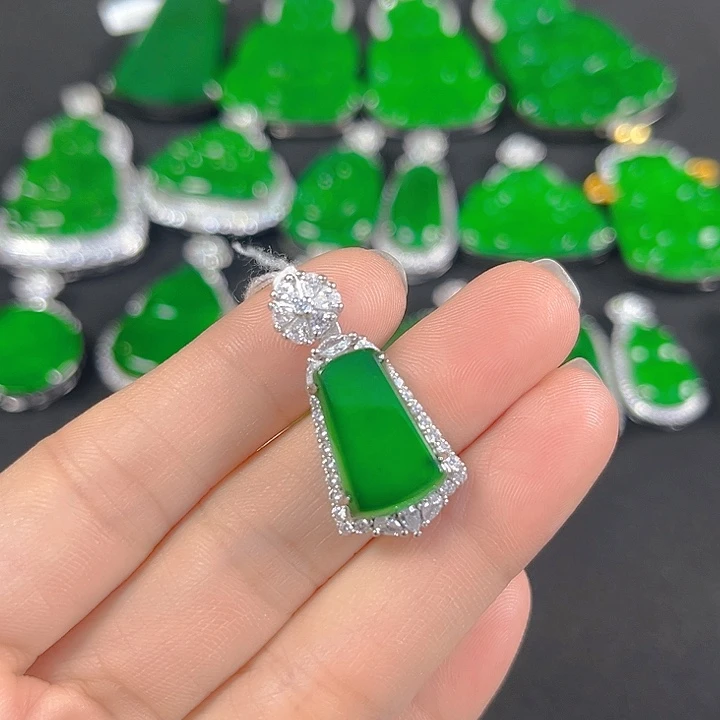 翡翠银S925镶嵌吊坠(不含链)