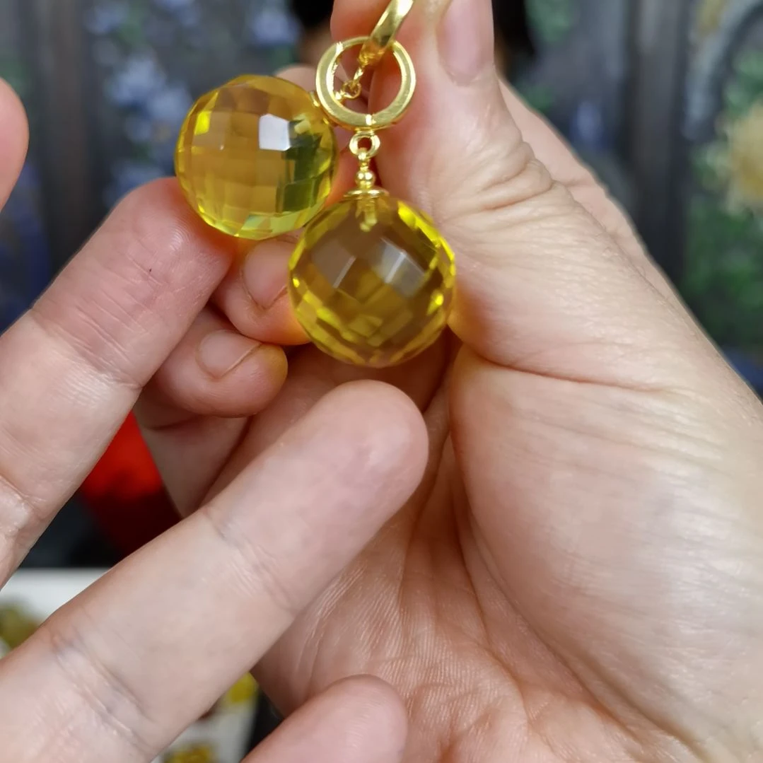 琥珀耳饰银S925镀金镶嵌耳环