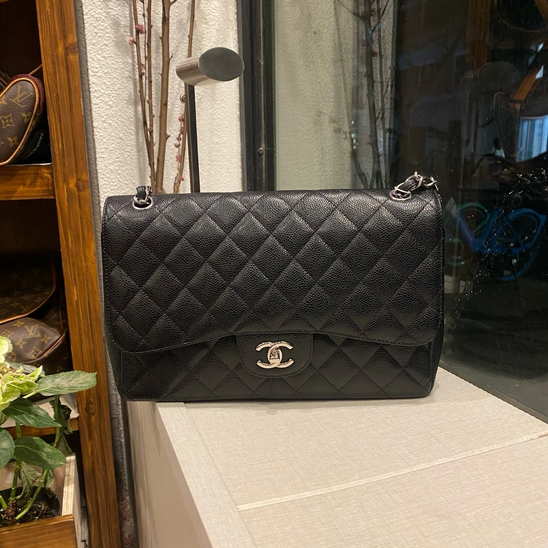 99新 Chanel/香奈儿    Chanel香奈儿黑银荔枝牛cf jumbo17开