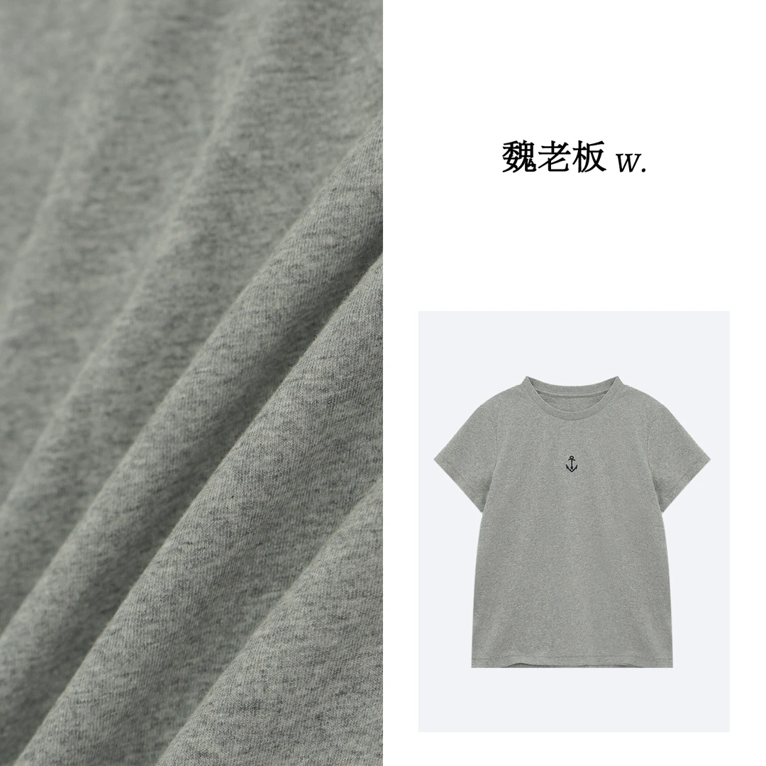 W.Diva【月隐】小图标刺绣简约舒适显瘦时尚圆领短袖T恤51T241269
