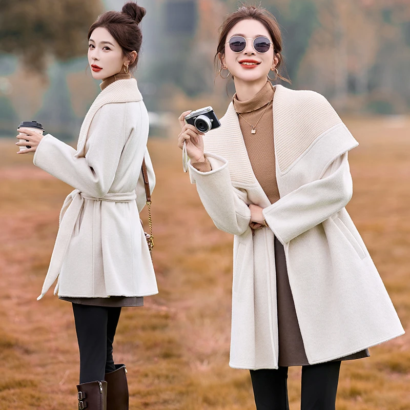 外套毛呢中长款呢子呢大衣春秋洋气时尚气质双面羊绒宽松加厚韩版