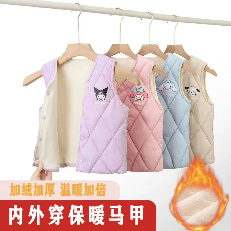 秋冬新款儿童加绒保暖马甲男女童卡通棉背心坎肩zl