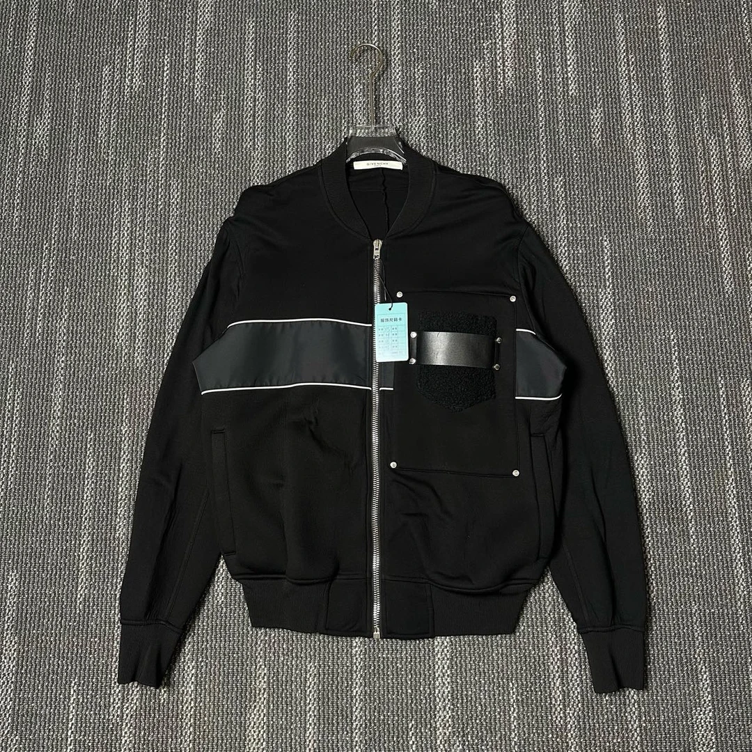 99新 Givenchy/纪梵希 太空棉皮条拼接夹克外套/尺码XS