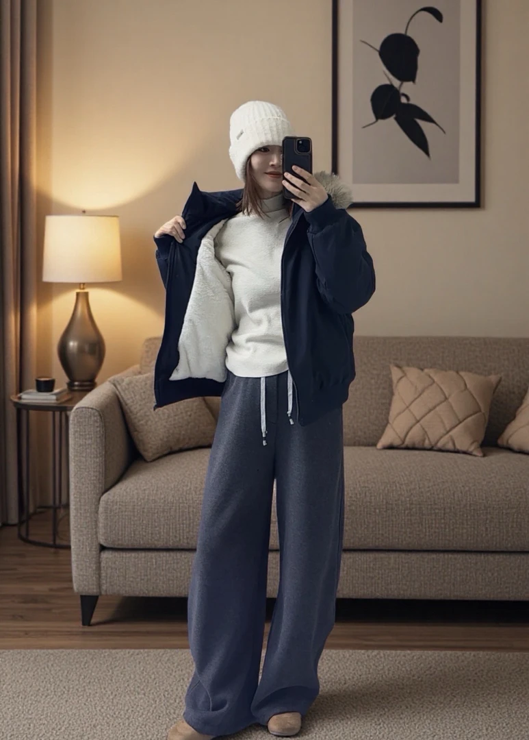 老板同款全棉毛领派克服保暖帽子可拆卸毛领可拆超好看韩版加毛