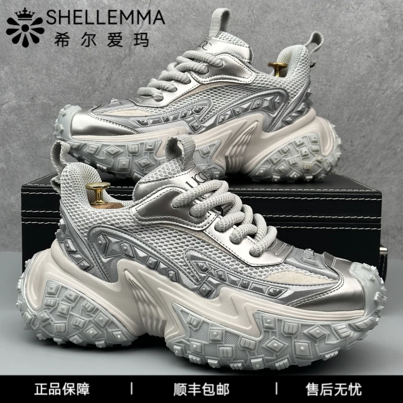 希尔爱玛小众设计师男鞋时尚炸街款机甲鞋厚底防滑轮胎鞋增高老爹